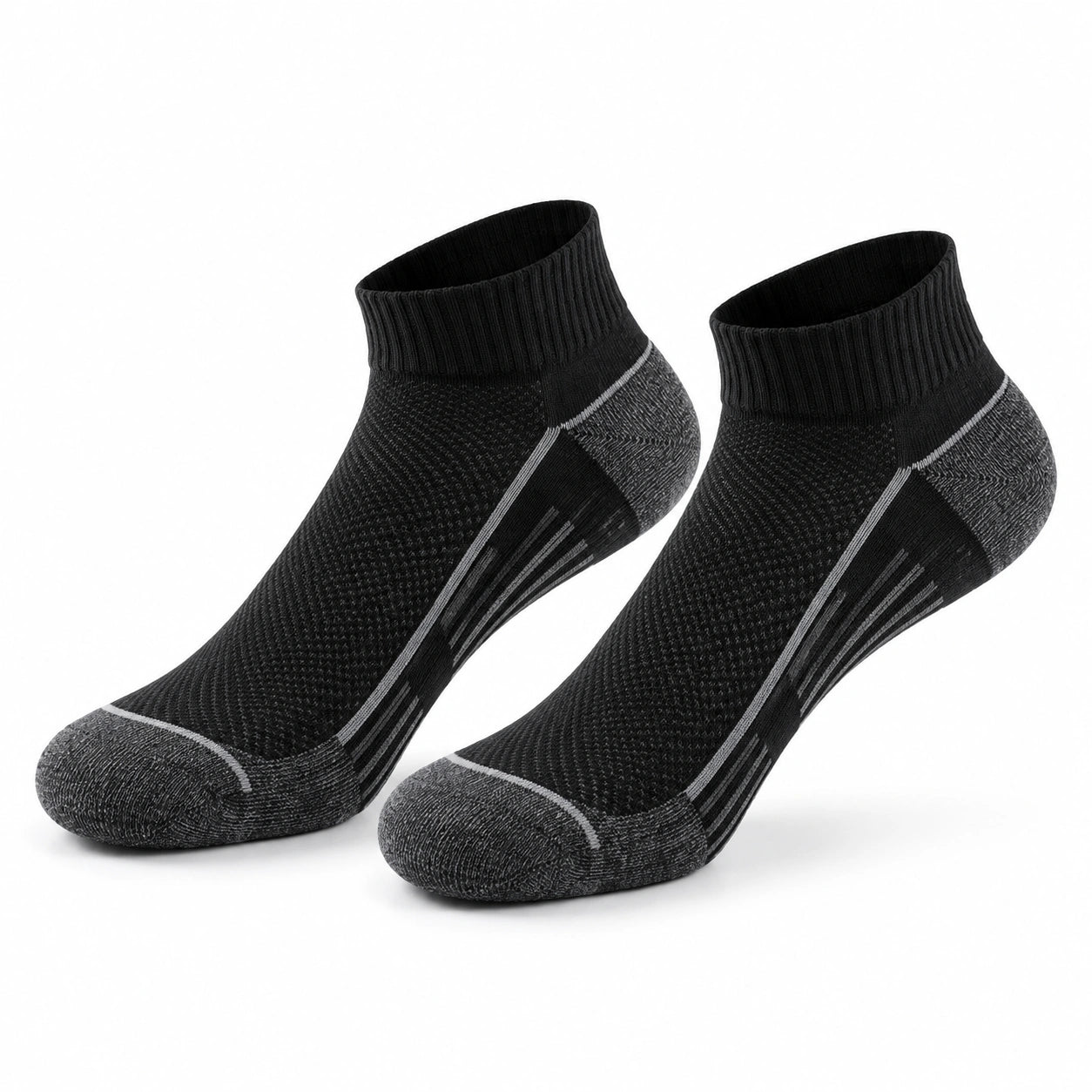 Chaussettes de sport 39-42 noir et gris en maille extensible - maintien côtelé