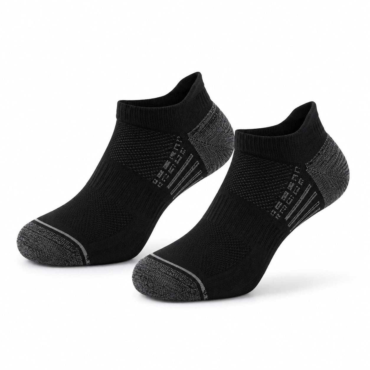 Chaussettes de sport 43-46 en textile extensible noir et gris à tige basse respirante