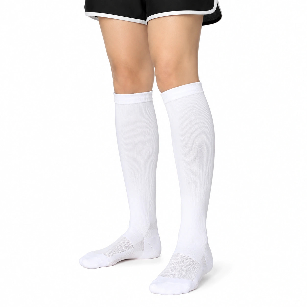 Chaussettes hautes 39-42 blanches en maille respirante pour sport