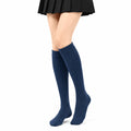 Chaussettes hautes femme 39-42 en maille côtelée bleu marine pour tenue quotidienne style classique