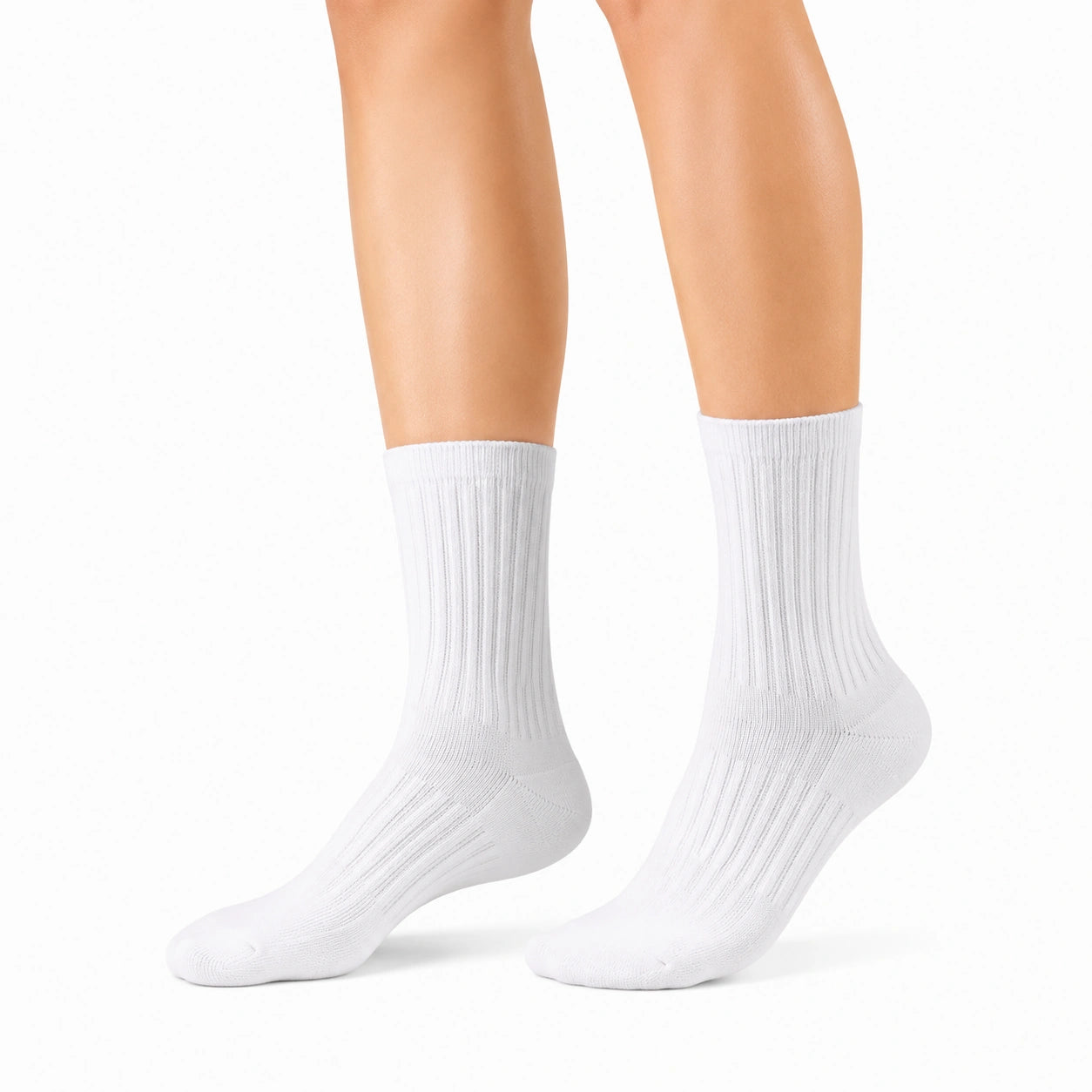 Chaussettes mi-mollet 35-38 en maille blanche côtelée pour usage quotidien