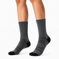 Chaussettes mi-mollet 39-42 en maille gris anthracite et noir - maintien côtelé