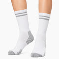 Chaussettes de sport 39-42 blanches grises en textile côtelé mi-mollet