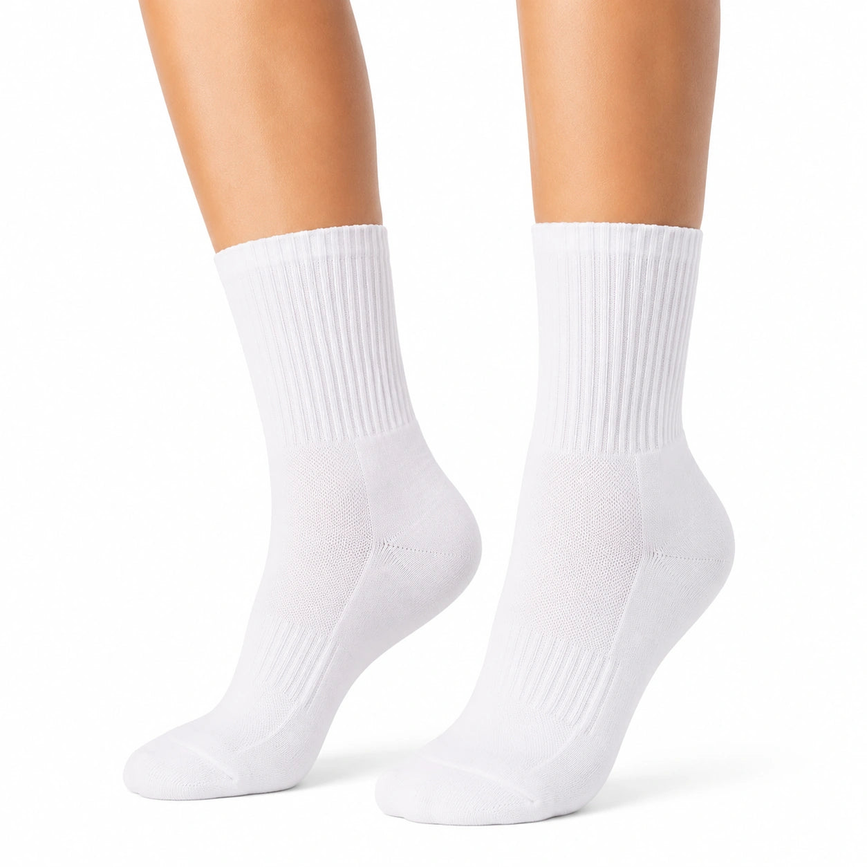 Chaussettes de sport 43-46 blanches en fibres textiles côtelées respirantes