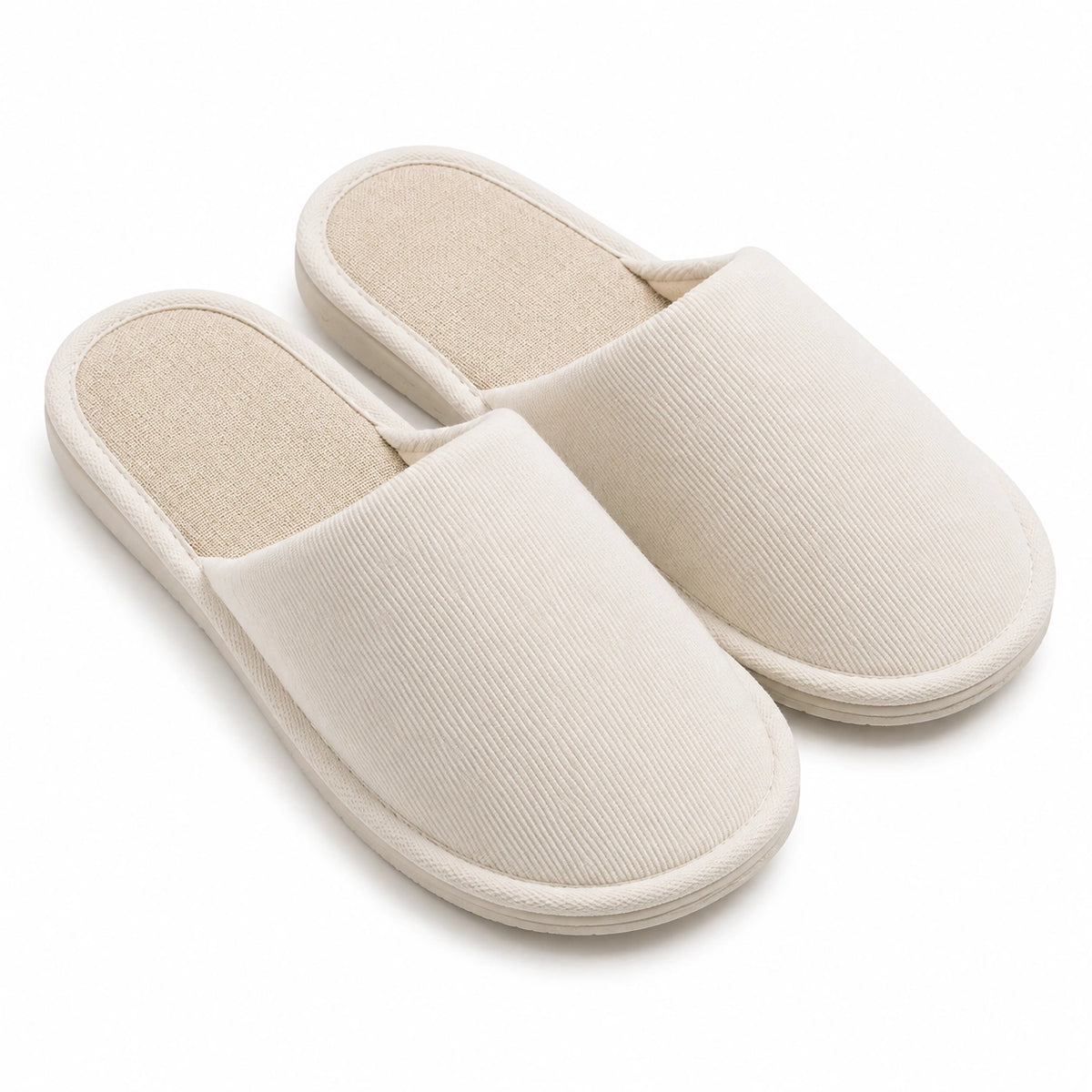 Chaussons 36/37 en textile écru à enfiler pour intérieur