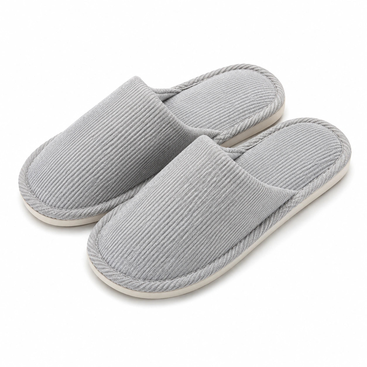 Chaussons d'intérieur 38/39 en textile côtelé gris à enfiler