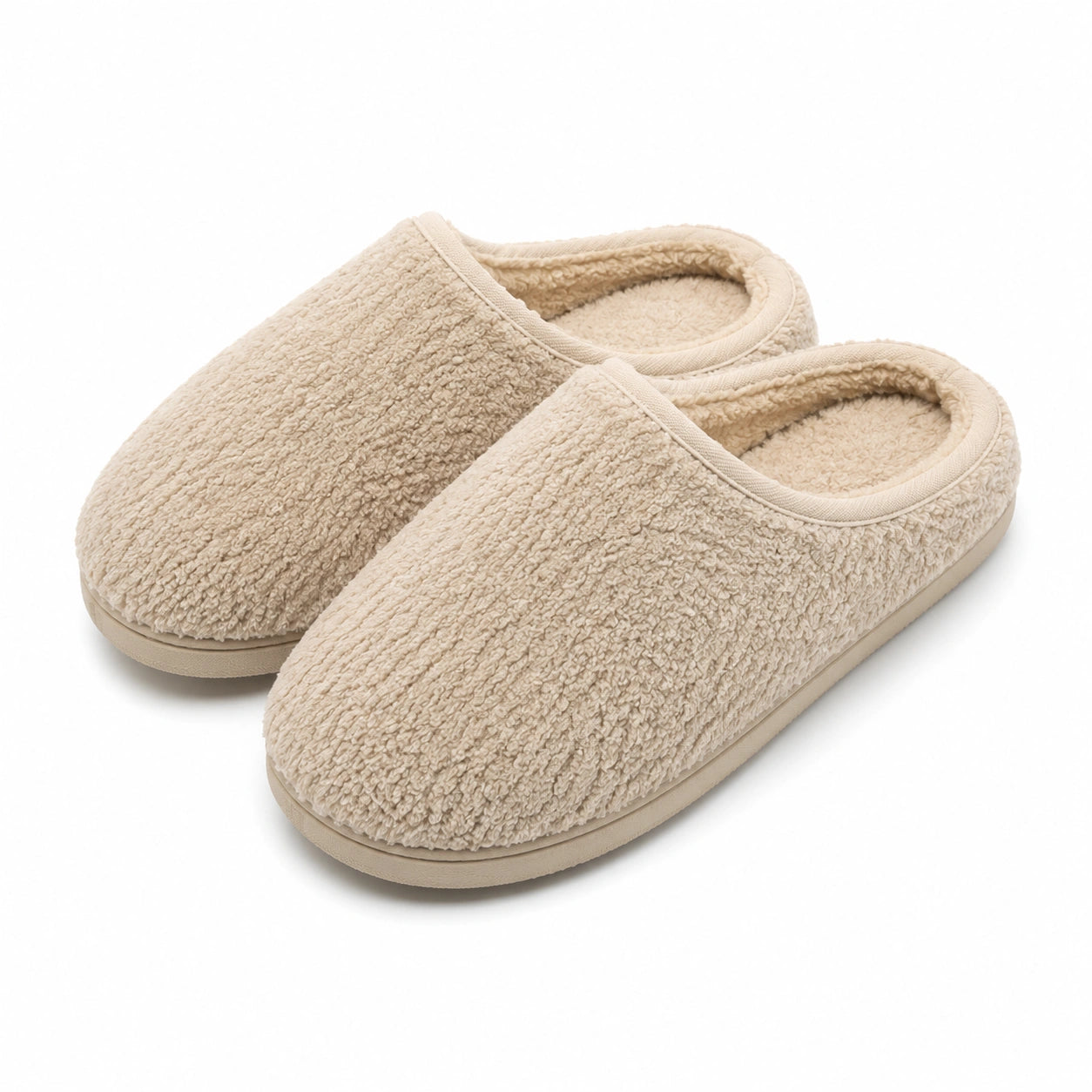 Chaussons d'intérieur 40/41 en textile bouclé beige à enfiler