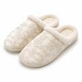 Chaussons femme taille 40/41 en textile crème à doublure douce - pantoufles d'intérieur à motif floral