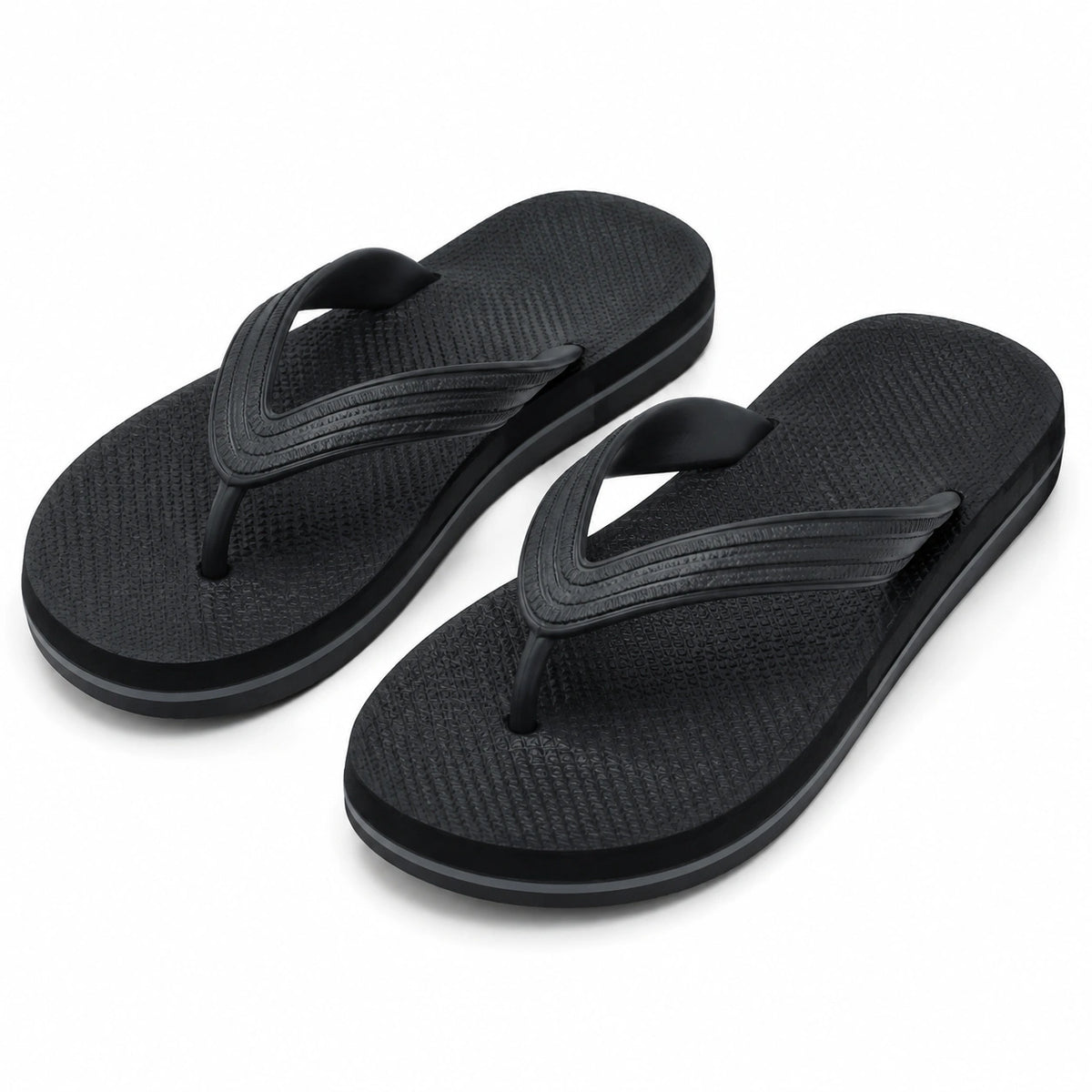 Tongs 42/43 noires en matière synthétique pour plage et loisirs